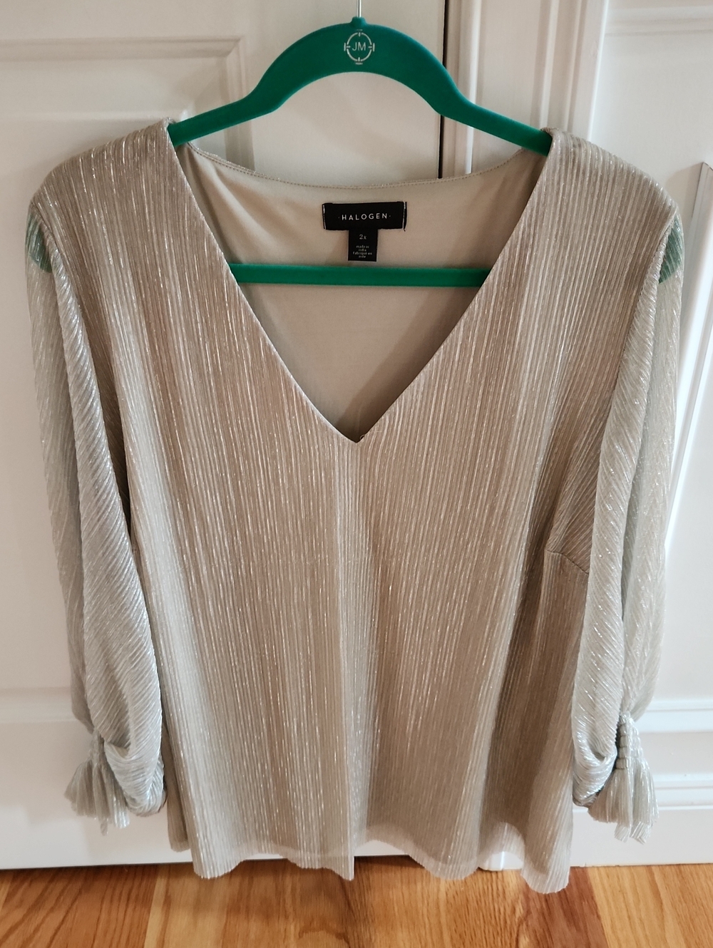 Halogen, Blouse, Metalic and Cream, Women's, Sz 2X